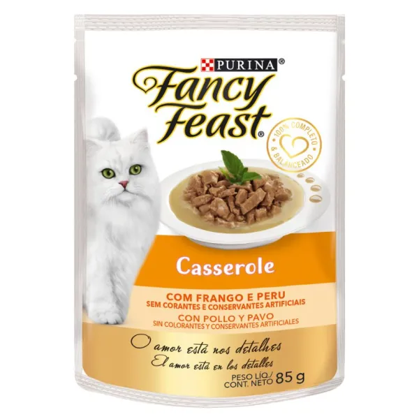 New Pro Plan Alimento H Medo Para Gato Fancy Feast Casserole Con Pollo Y Pavo 85Gr