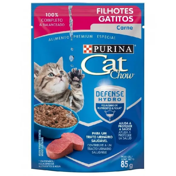 Hot Cat Chow Gatitos Carne Alimento H Medo Para Gatos