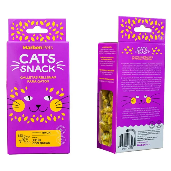 Marben Pets Cats Snack Galletas Rellenas Sabor At N Y Queso