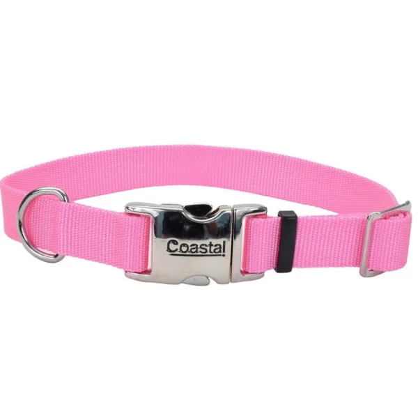 Best Coastal Collar Adjustable Dog With Metal Buckle, Pink Bright