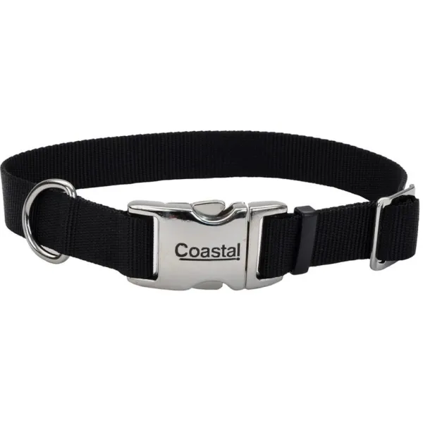 Coastal Collar Adjustable Dog With Metal Buckle, Black