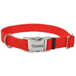 Hot Coastal Collar Adjustable Dog With Metal Buckle, Red