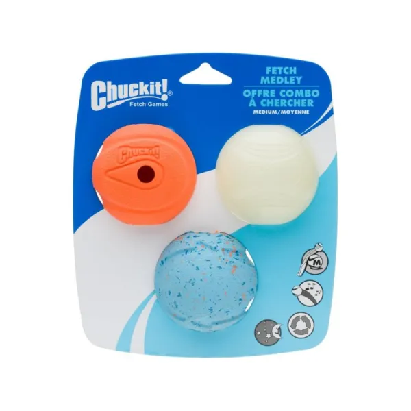 Clearance Chuckit Fetch Medley 3Pk Med Medium