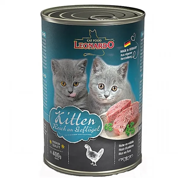 Clearance Leonardo Lata Quality Selection Kitten Alimento H Medo Para Gatos 400 Gr