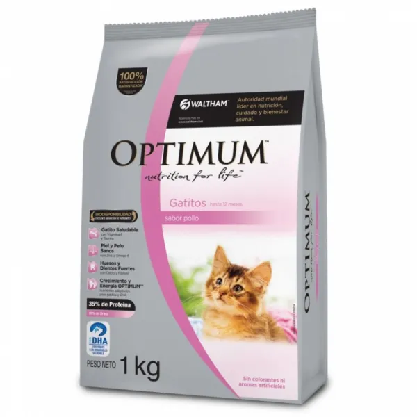 Clearance Optimum Kitten Sabor Pollo Alimento Para Gatos 1 Kg