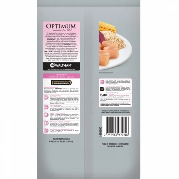 Clearance Optimum Kitten Sabor Pollo Alimento Para Gatos 1 Kg