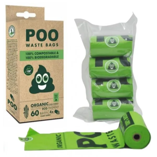 Best Mpets Poo 100% Bolsas Compostable 60 Unid Verdes 1 Un.